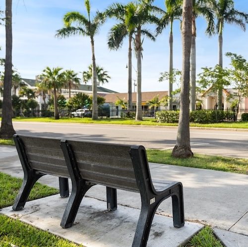 Bench On A Street In Downtown Venice, Florida Bench On A Street In Downtown Venice, Florida